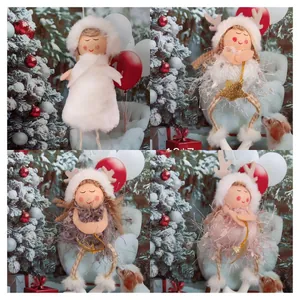 Plush Christmas angel girl ornaments set for festive holiday tree decoration scenes.