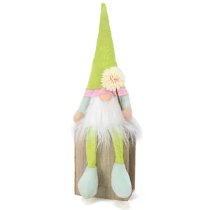 Style Campagne Américaine Nordique Gnome Sans Visage Poupée en Peluche Noël Vert Longues Jambes Assis Gnome Maison Fête Décoration Ornement Cadeau