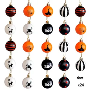 Set di 24 palline decorative per Halloween, diametro 4 cm, vari design a tema festivo