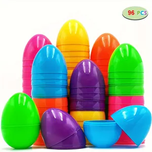 Set of 96 high-quality colorful plastic Easter eggs for surprise prizes and egg hunts