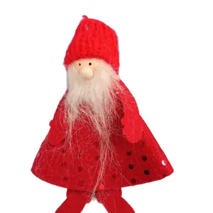 Cute red Christmas Santa Claus plush doll ornament for holiday tree hanging decoration