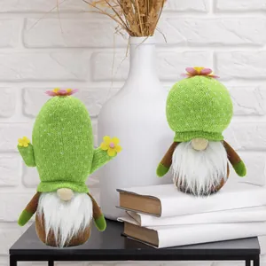 Handgefertigte Kaktus Gnom Puppe Gesichtsloser Rudolph Zwerg Plüschfigur Für Sommer Fiesta Party Dekoration Gestrickte Pflanze Schreibtisch Ornament