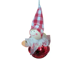 Cloche d'ange de Noël à carreaux rouges et blancs pour décoration de sapin festive