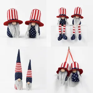 Lot de gnomes en peluche patriotiques pour la fête de l'indépendance avec drapeau USA