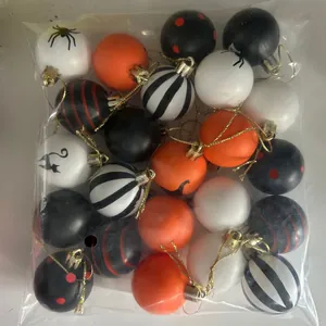 Set di 24 palline decorative Halloween con motivi di ragno e strisce in sacchetto
