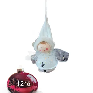 Cute plush angel doll Christmas tree hanging ornament with bell body for holiday decor