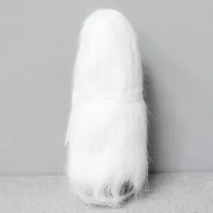 Close-up of the fluffy white fur texture on this Halloween long-haired ghost doll ornament.
