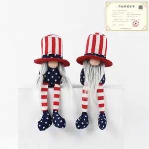 Gnomes Patriotiques Jour de l'Indépendance USA Rouge Blanc Bleu Gnome Peluche Ornements Table Fête Maison Étoiles Rayures