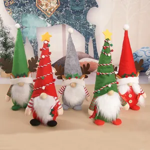 Christmas Faceless Gnome Doll Rudolph Reindeer Antlers Dwarf Plush Elf Figurine For Xmas Window Display Home Ornament Gift