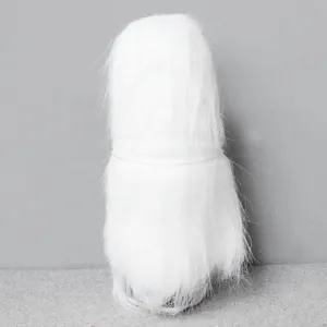 Back detail view showing the long white fluffy fur texture of a Halloween ghost doll