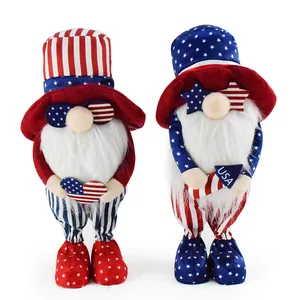 Patriotic Independence Day Gnome Decoration 4th Of July American Flag Faceless Doll Plush Gnome Figurine For Home Party Table Decor