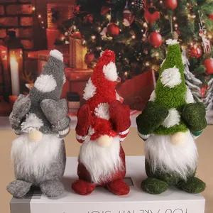 Muñeco de Peluche Gnomo de Navidad Creativo Con Gorro de Copo de Nieve Pose de Ojos Cubiertos Anciano del Bosque Decoración de Mesa Hogar Fiesta Regalo