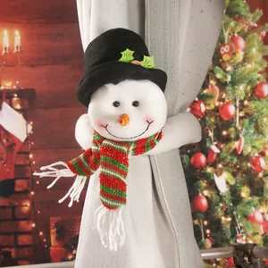 Embrasse de rideau en peluche bonhomme de neige pour décoration festive de Noël