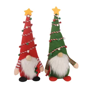 Decorative Christmas gnome plush doll set with tree-shaped hats for holiday home decor