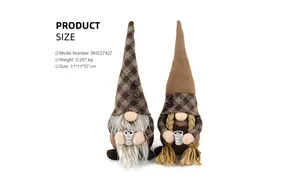 Detailed view of coffee gnome plush dolls Rudolf figures for coffee bar decorations