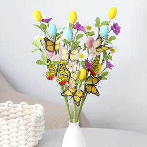 Easter decorative branches with colorful eggs and butterflies for DIY floral arrangements