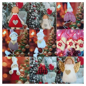 Creative Christmas Tree Ornaments Plush Angel Doll Cloth Hanging Pendant Heart Star Xmas Holiday Party Home Decoration