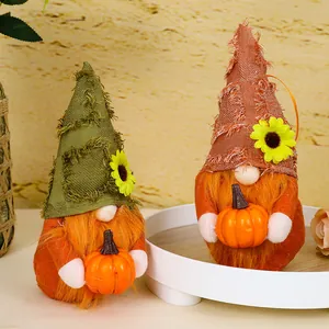 Thanksgiving Gnome Doll Autumn Harvest Sunflower Pumpkin Faceless Doll Decorative Figurine For Home Festive Party Desktop Gift