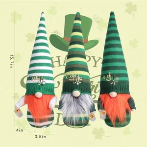 St. Patrick's Day gnome set with size markings, striped hats and orange beards.