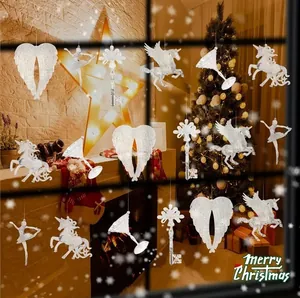 Transparent acrylic Christmas hanging ornaments set with unicorn and angel wing shapes