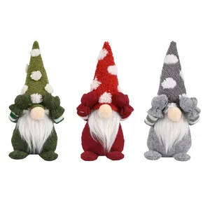 Set de 3 gnomos navideños con gorros de copos de nieve para decoración de mesa festiva