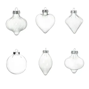 Adornos de Navidad de Plástico PET Transparente Bolas Huecas Colgantes Varias Formas Decoraciones de Árbol para Fiestas DIY Adornos Rellenables