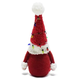 Gnomo di Natale peluche con ghirlanda di luci colorate per decorazioni natalizie casa