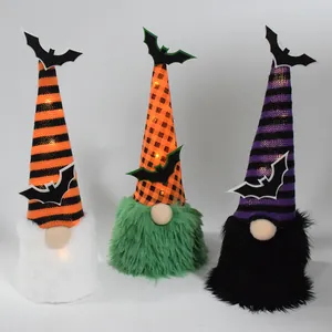 Halloween Leuchtend Gnom Plüsch Fledermaus Dekoration LED Gesichtslose Puppe Gestreift Kariert Stoff Gnom Ornament Halloween Party Heimdeko