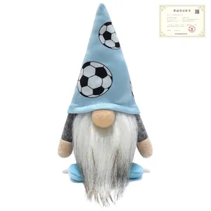 Football Themed Faceless Gnome Plush Doll Soccer Pattern Hat White Beard Handmade Sport Event World Cup Fan Gift Home Ornament