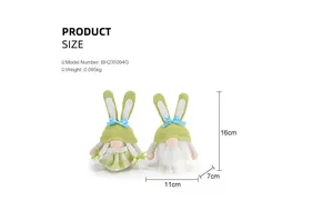 Detaillierte Produktgrößenangaben für diese grünen Oster-Osterhasen-Gnome aus Plüsch