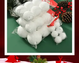 Packaged white foam snowball ornaments with textured surface for Christmas decorations.