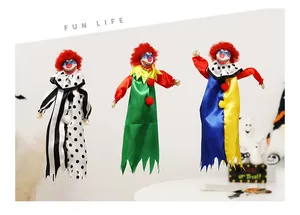 Set of three spooky Halloween clown hanging decorations for haunted house parties