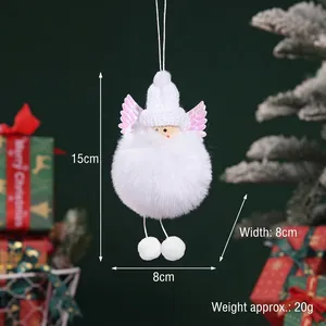 Dettaglio di un angelo di Natale in peluche bianca con indicatori di peso e misura