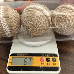 Set di 3 palline di Natale in schiuma con juta e pizzo, peso 67g