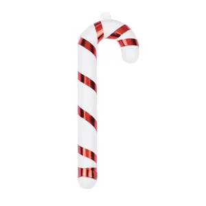 Plastic Christmas candy cane hanging decoration with red and white metallic stripes