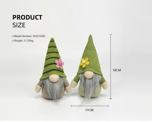 Detailed dimension view showing 18cm height of green St. Patrick's Day gnome dolls