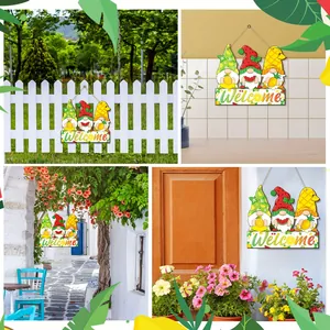 Zomerse fruitkabouter welkomstbord van hout voor tuin- en wanddecoratie