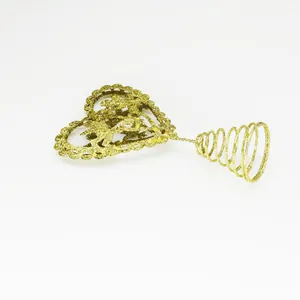 Sparkling gold glitter heart-shaped Christmas tree topper with iron wire spiral base