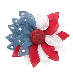 Couronne de fleurs en toile de jute drapeau américain pour la fête de l'Indépendance