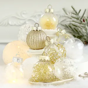 Set festivo di palline di Natale in PET trasparente dipinte da 6 cm per l'albero