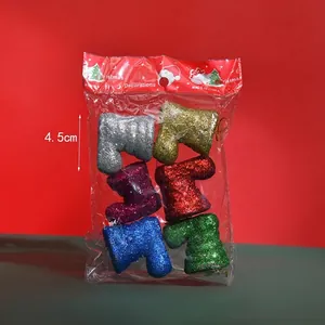 Packung mit sechs bunten glitzernden Weihnachtsstiefeln, 4,5 cm groß, für Feiertage