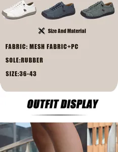 Detailed product info for men's slip-on loafers featuring mesh fabric and rubber soles.