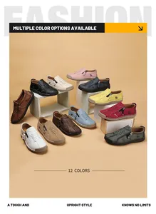 Mocasines casuales de cuero cosidos a mano en 12 colores con detalle de cremallera