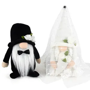Set of wedding faceless gnomes bride and groom Rudolph plush dolls for decoration