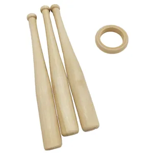 Set di tre supporti in legno per mazze da baseball con base ad anello per cimeli