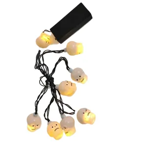 Luci a stringa LED a forma di teschio per Halloween con scatola per batterie