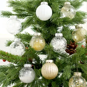 Set di palline di Natale trasparenti in PET da 6 cm con imbottiture festive varie