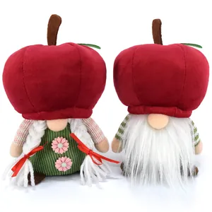 Gnome de Noël Pomme Rouge Décoration en Peluche Automne Rudolph Poupée sans Visage pour Maison Table Fête Cadeau Ornement