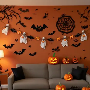 Guirlande d'Halloween avec fantômes et citrouilles pour décoration murale de ferme