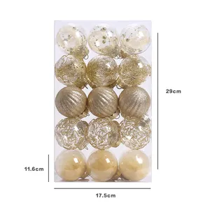 Set di 15 palline di Natale assortite da 6 cm in stili oro e bianco trasparenti eleganti